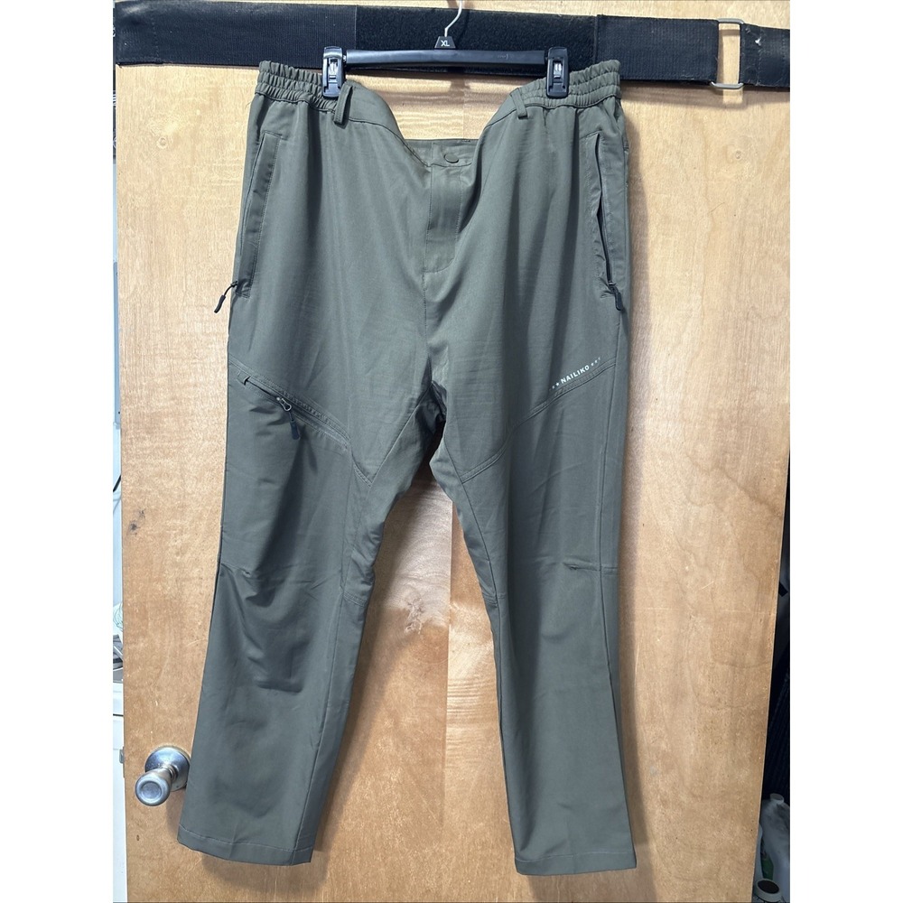 Nailiko Men's 2X Hiking Pants Olive Green Mid Weight Quick Dry‎